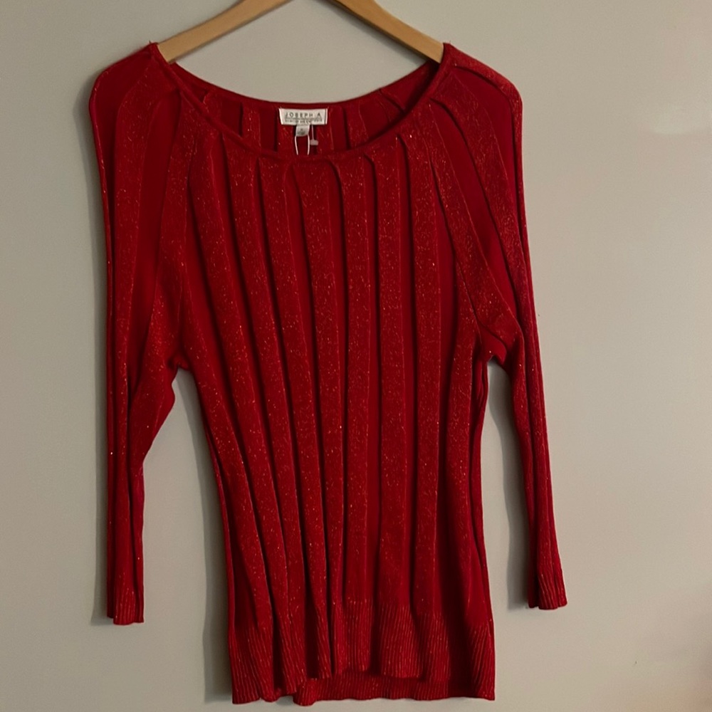 Joseph A Womens Sparkle Red sweater Shirt new